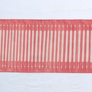 Multi Size Light Red And Beige Modern Striped Cotton Flat weave Hand woven Runner Rug- Reversible Runner Kilim