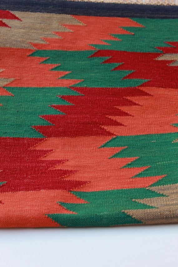 60x150 Handgewebter Läufer aus Baumwolle - Waschbar Schöner Teppich Läufer Flachgewebe Läufer Kilim