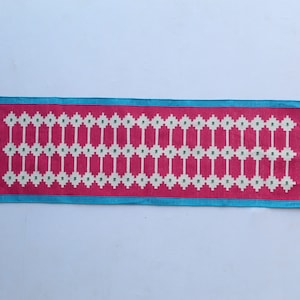 Multiple Sizes Cotton Modern Pink And White Hand Woven Runner Rug- Flat Woven Washable Runner Killim
