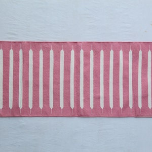 Multi Size Pink And White Modern Striped Cotton Flat weave Hand woven Runner Rug- Reversible Runner Kilim
