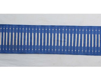 Alfombra de corredor reversible de algodón de tejido plano, tejida a mano, moderna, de rayas en azul cielo y blanco, de varios tamaños