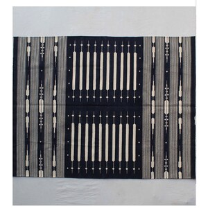 Multi Size Handwoven Traditional Rug - Blue And White Hand Woven Geometric High Quality Cotton Flatweave Rug