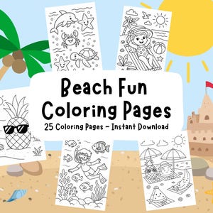 Beach Fun Coloring Pages, Beach Coloring Book for Kids, Summer Coloring Pages, Summer Coloring Book, Summer Activities, Activities for Kids
