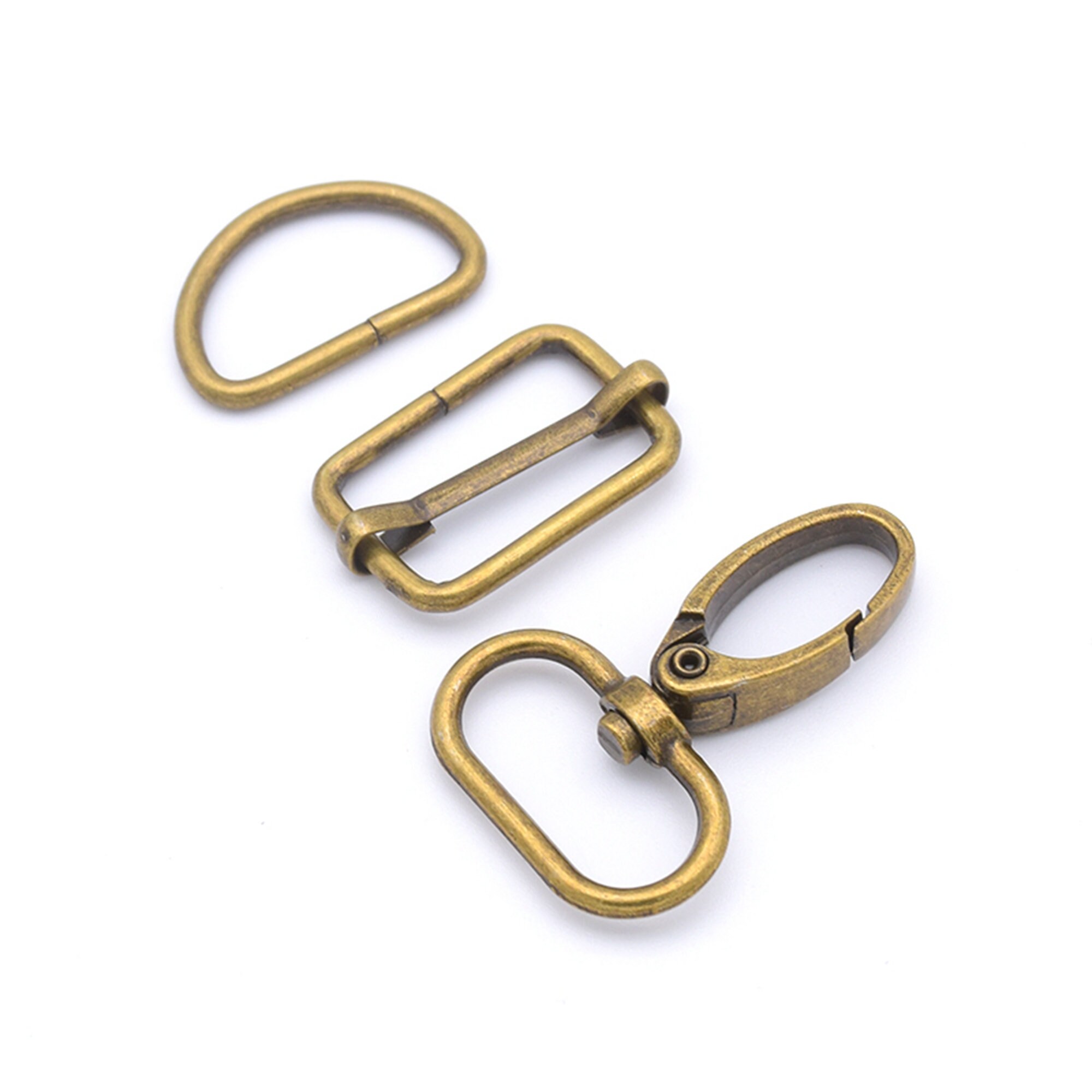 3/4 Inch, Antique Brass CRAFTMEMORE Swivel Trigger Snap Hooks Classic Lobster Clasps with D-Rings for Purse Strap Lanyard Leather Craft 10 Sets CSD1 