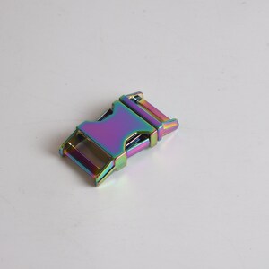 3/4 1 1 1/4 Curved Side Release Buckle Rainbow Color, Metal Quick Buckle For Pet Collars2pcs image 3