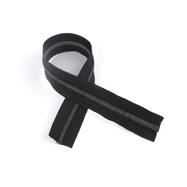 5# Rainbow  Nylon Zipper Tape with Black Fabric