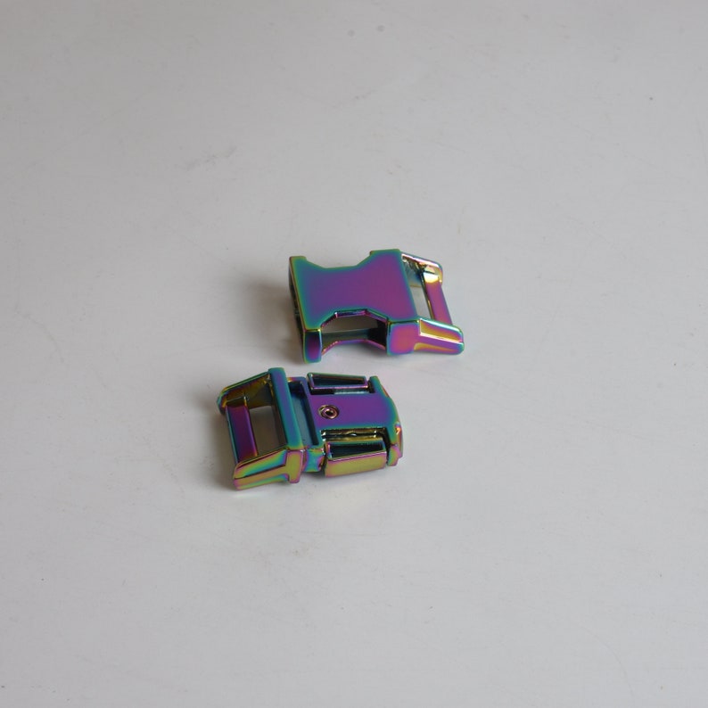 3/4 1 1 1/4 Curved Side Release Buckle Rainbow Color, Metal Quick Buckle For Pet Collars2pcs image 2