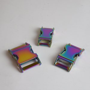 3/4 1 1 1/4 Curved Side Release Buckle Rainbow Color, Metal Quick Buckle For Pet Collars2pcs image 5