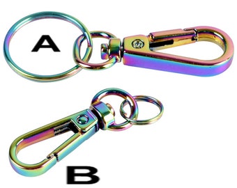 4pcs Rainbow Color Snap Hook With Spit ring