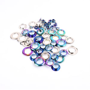 50x Rainbow Eyelet with Washer Leather Craft Repair Grommet Round Eye Rings For Shoes Bag Clothing Leather Belt Hat