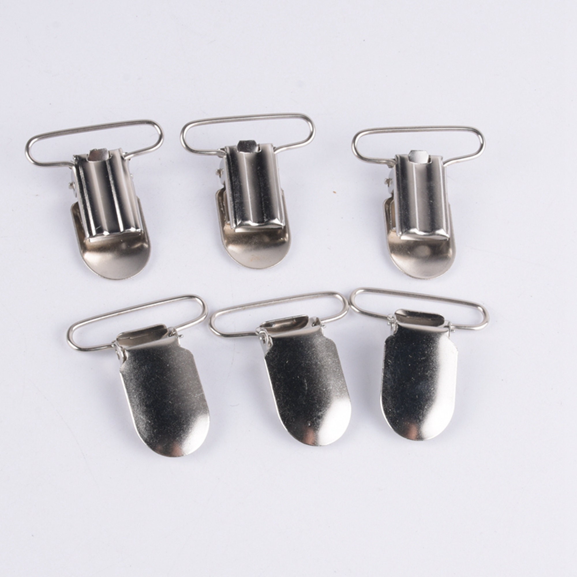 3/4 Sew-On Metal Suspender Clips Without Plastic PVC Teeth: Nickel Color 