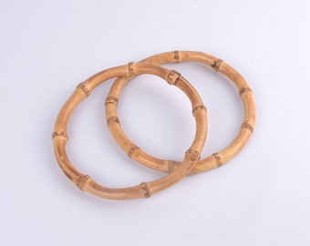 4 inch Round shape Bamboo Handle for Handmade Handbag DIY Tote Purse Frame Making Bag -2pcs