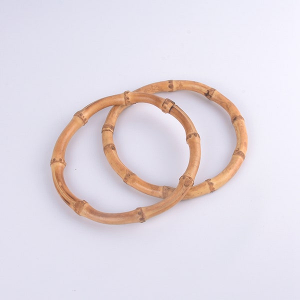 4 inch Round shape Bamboo Handle for Handmade Handbag DIY Tote Purse Frame Making Bag -2pcs