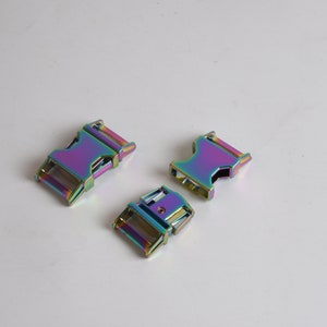 3/4 1 1 1/4 Curved Side Release Buckle Rainbow Color, Metal Quick Buckle For Pet Collars2pcs image 4
