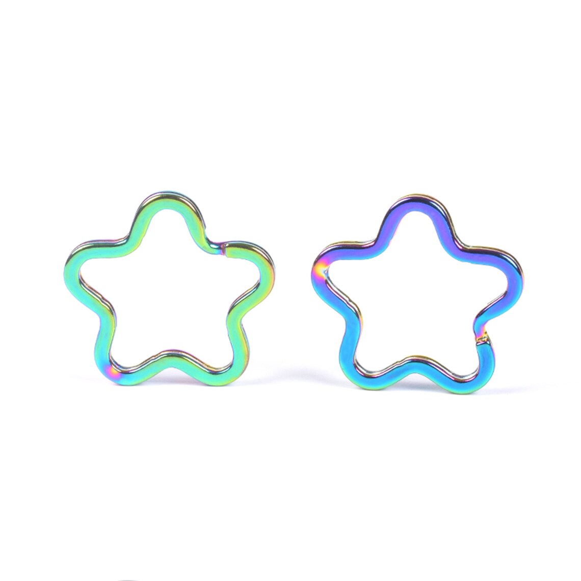 Metal Flat Keyring Flower Shape Keyring Rainbow Color Etsy