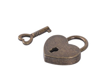 2 stuks Vintagle Love Heart-hangslot voor Gif Box, metalen slot 25x32mm