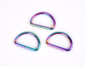 1 1/4 di pollice Arcobaleno Color D anello, metallo D anello per borsa