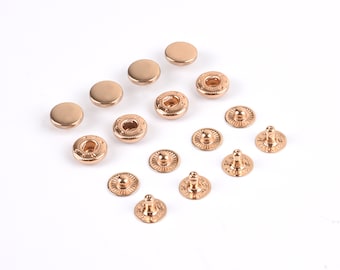 10mm Brass Snap Button, Metal Press Studs Sewing Button Snap Button Attaches Sewing Leather Craft-50set