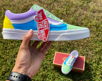 pastel color block old skool vans