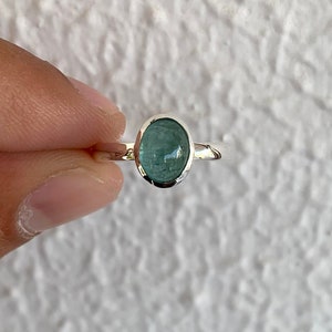 Rare Natural Grandidierite Silver Ring | Oval Cabochon Grandidierite in 925 Sterling Silver | Healing Crystal Statement Ring