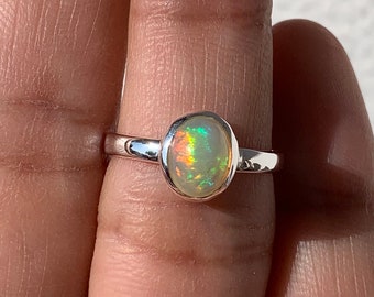 Wholesale11PC925 Solid Sterling Silver NATURAL ETHIOPIAN OPAL RING Lot O A987 
