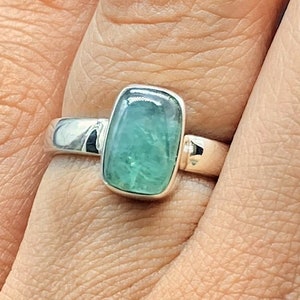 Natural Grandidierite Cushion Ring in Sterling Silver, Handmade Silver Jewellery, Healing Crystal, Rarest Gemstone, Ring Size US 7