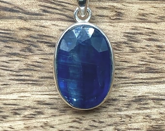 Royal Blue Kyanite Pendant, Sterling Silver Necklace, Healing Crystal 10.90 TCW