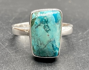 Anello in argento sterling con opalina fatto a mano, pietra preziosa taglio fantasia, misura USA 8 (3,59 TCW)