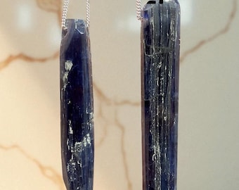 Himalayan Blue Kyanite Crystal Pendant, Sterling Silver Chain