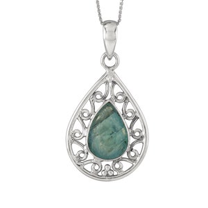 Natural Faceted Grandidierite Pendant with Chain in Sterling Silver, Rare Gemstone Pendant, Pear Shape Grandidierite, One of A kind Pendant.