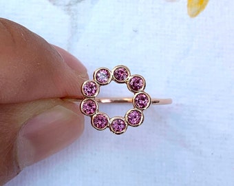Malaya Garnet Ring: 18K Rose Gold Over Sterling Silver, Dainty