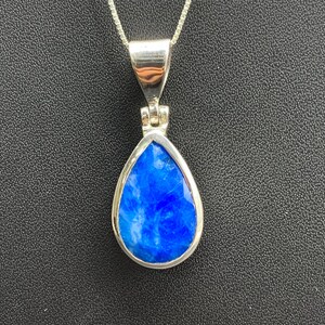 Pear Afghanite Pendant Necklace: Sterling Silver, Color Change Gemstone