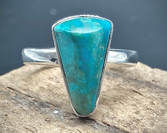 Anello in argento sterling opalina fatto a mano, misura 7, cristallo curativo 2,64 TCW