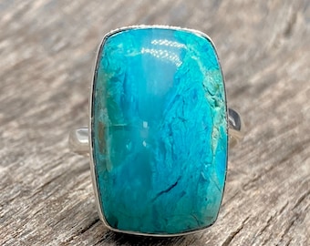 Anello regolabile in argento sterling con opalina, cristallo curativo, Perù 14,34 TCW