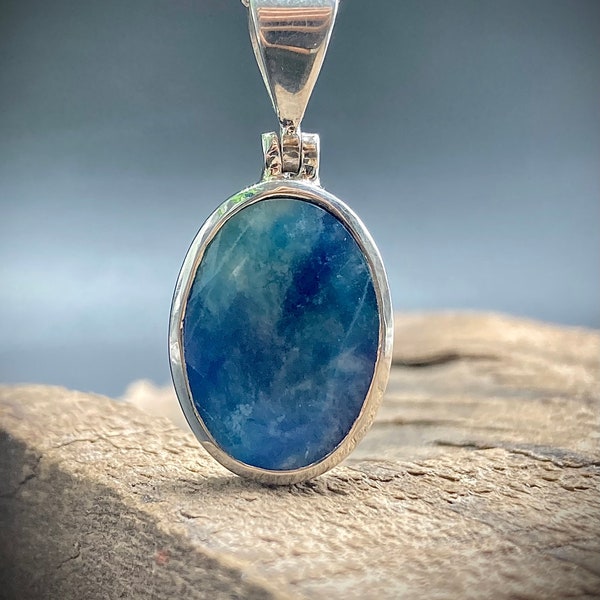 Extremely Rare Afghanite Pendant in Sterling Silver, Big Size Color Change Afghanite Necklace, Healing Crystal, Handmade Jewelry, 10.03 TCW