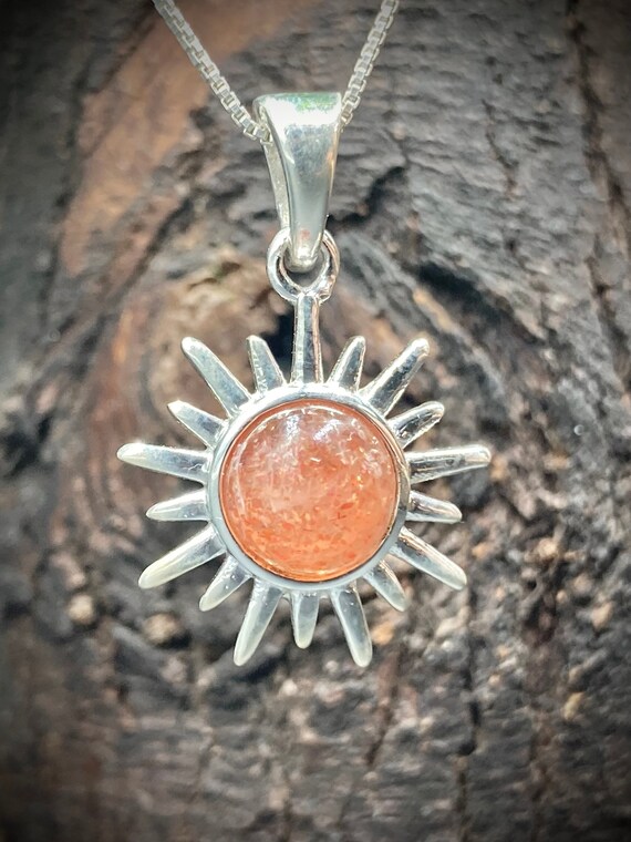Collier En Argent Sterling 925 Avec Pierre Soleil Rouge - Fait Main, Réglable