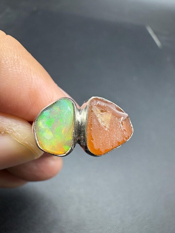 エチオピア産オパール＆カーネリアン スターリングシルバー 調節