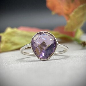 Natural Purple Amethyst Silver Ring, Purple Stone Ring, Handcrafted Ring, Solitaire Ring, Silver Ring, Perfect Gift For Her, Ring Size US7