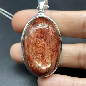 Natural High Quality Sunstone Pendant, Handmade Sunstone Pendant, Healing Crystals, Large Sunstone Pendant in Sterling Silver, 88.20 TCW