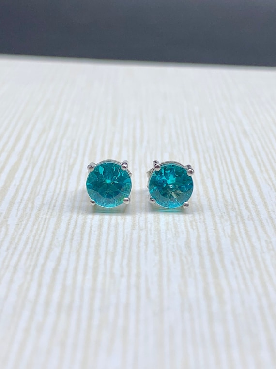 Orecchini Pendenti In Apatite Blu E Agata Verde - Goccia Colorata In Ottone - Foto 1