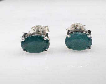 Faceted Grandidierite Sterling Silver Stud Earrings, Madagascar Gemstone