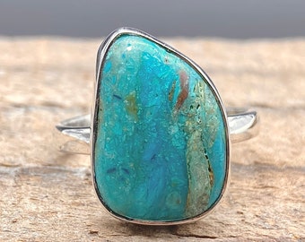 Anello in argento sterling fatto a mano con opalina, misura 9, cristallo curativo 8,21 TCW