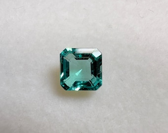 Faceted Emerald Color Apatite Gemstone, Greenish Blue Apatite (1.12 TCW, Asscher Cut 6.00MM)