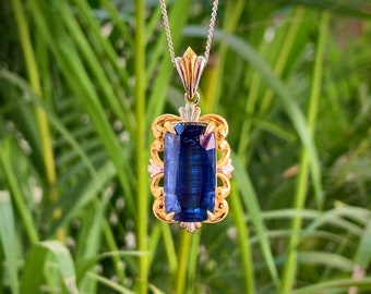 Himalayan Blue Kyanite Pendant: 18K Gold Over Sterling Silver