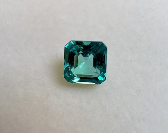 Faceted Emerald Color Apatite Gemstone, Greenish Blue Apatite (1.18 TCW, Asscher Cut 6.00MM)