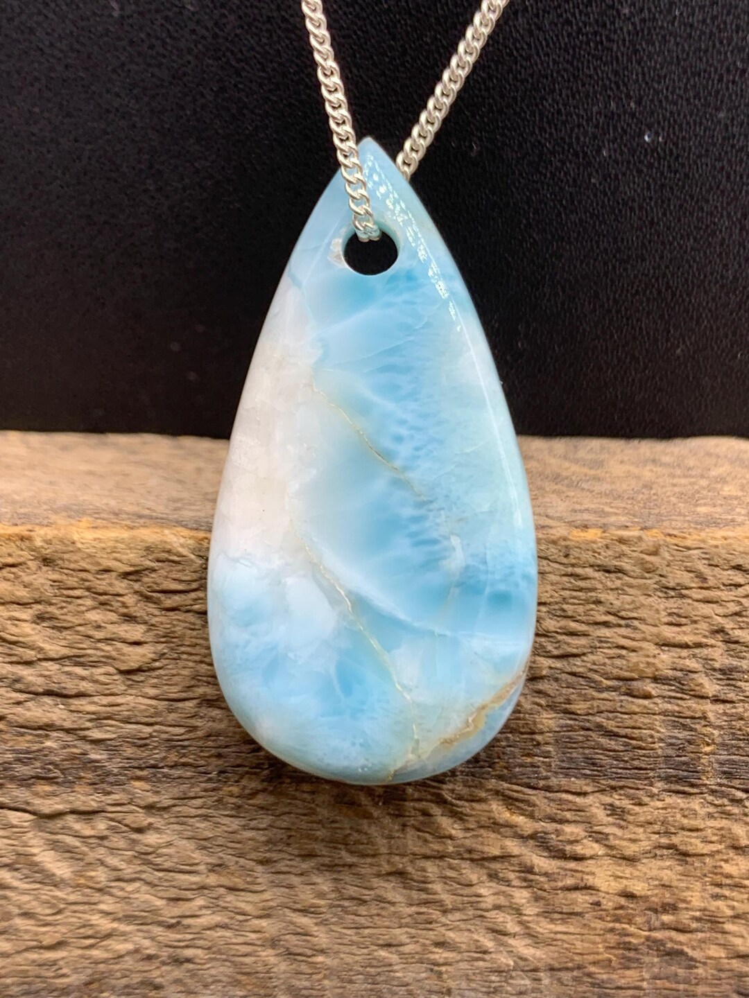 ラリマー スターリングシルバー ペンダントネックレス、ブルー