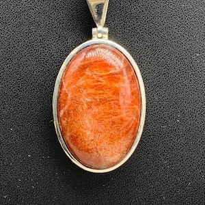 Natural High Quality Sunstone Pendant, Handmade Sunstone Necklace, Healing Crystals, Large Sunstone Pendant in Sterling Silver, 52.30 TCW