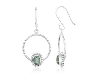 Faceted Mint Kyanite Sterling Silver Dangle Earrings - Artisan Gemstone Jewelry 2.20 TCW