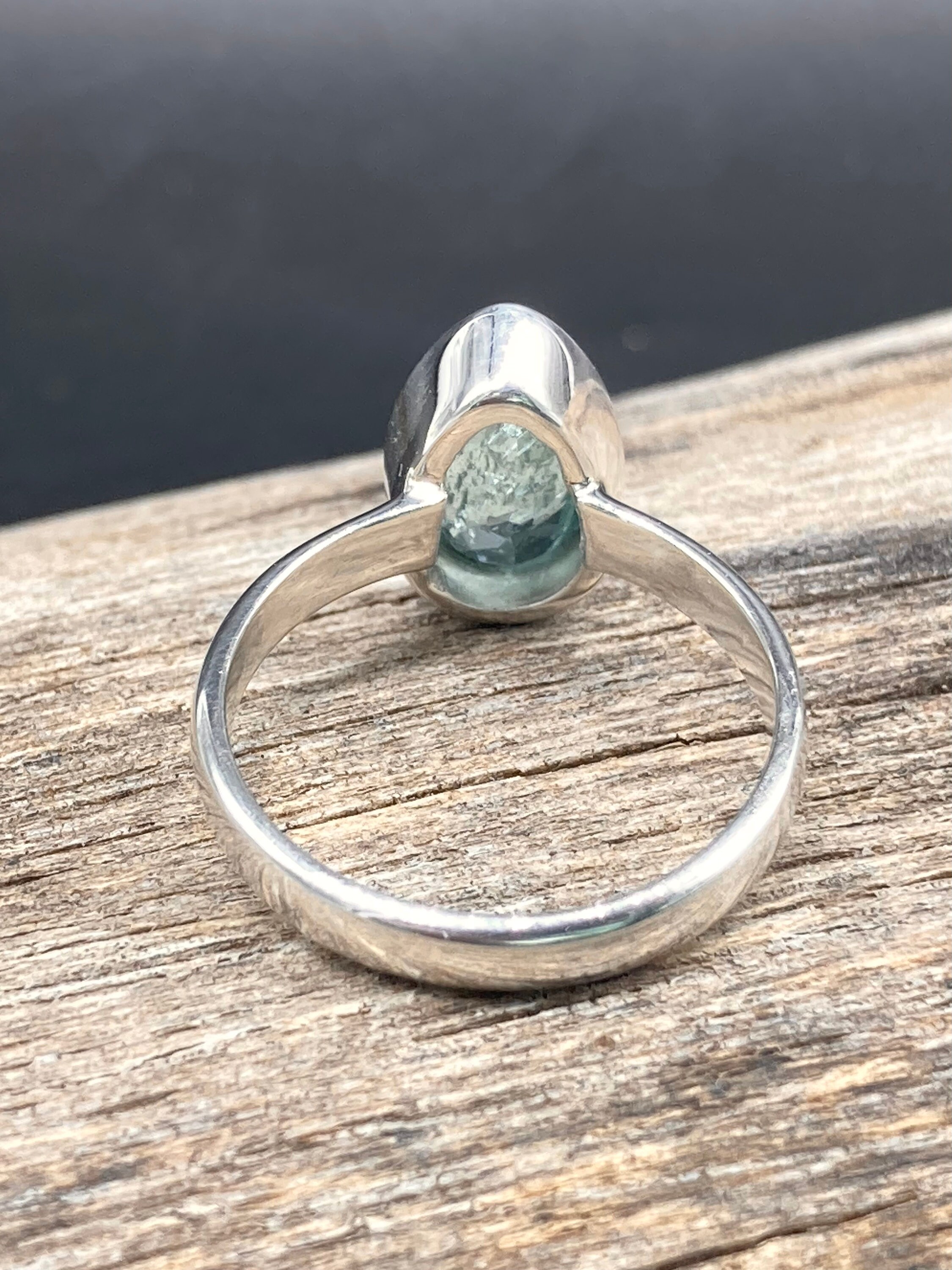 ペアーアクアマリンカイヤナイトスターリングシルバーリング - US