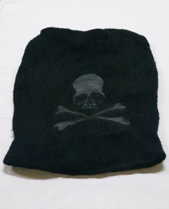 Skull All Black Beanie Hat